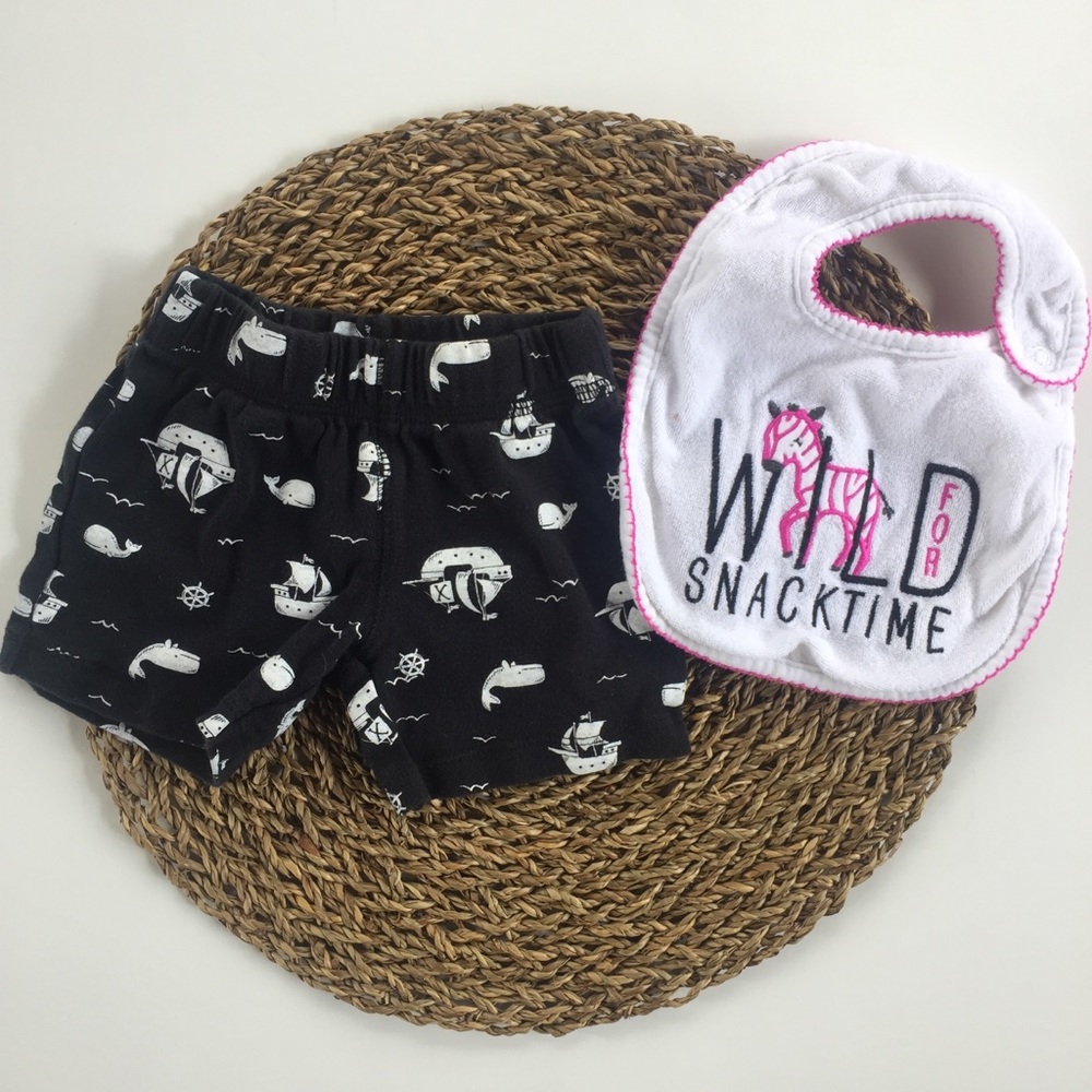 Carter's || Shorts and Bib "Wild for SnackTime"